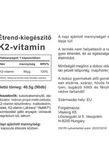 Vitaking Vitamin K2 supplement label detailing nutritional information and usage instructions.