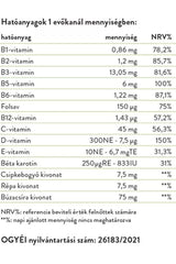 Nutritional information table for Vitaking Vitemix Multivitamin Syrup including vitamins and their values.