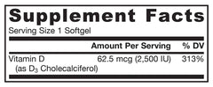 Jarrow Formulas - Vitamin D3, 2500IU - 100 Sgels