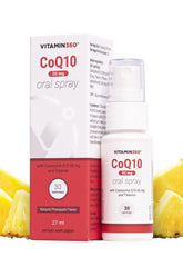 Vitamin360 CoQ10 50mg Oral Spray with pineapple flavor in 27 ml bottle, providing antioxidant support.