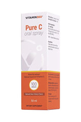 Vitamin360 Pure C Oral Spray, Sour Cherry flavor, 50 ml, with rose hip extract for Vitamin C boost.
