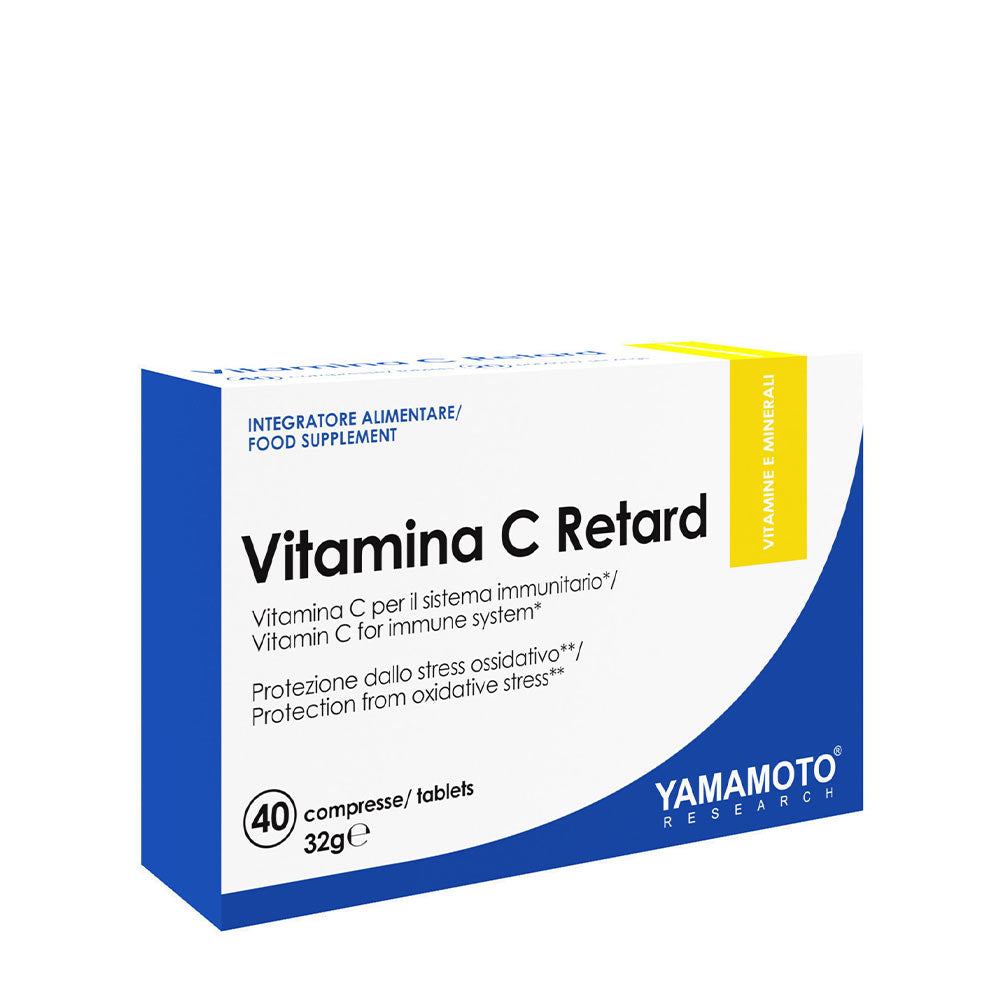 Yamamoto Nutrition Vitamina C Retard box, 40 slow-release tablets for immune support and antioxidant protection.