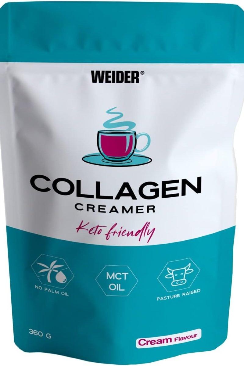 Weider Collagen Creamer 360g packaging, keto-friendly with MCT oil, supports hair, skin, and joint health. Weider Collagen Creamer 360g packaging, keto-friendly with MCT oil, supports hair, skin, and joint health.