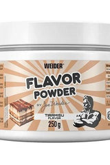 Weider Flavor Powder Tiramisu flavor in 250g container for enhancing meals with natural taste.