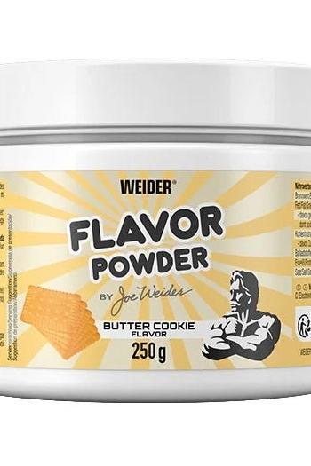 Weider Flavor Powder Butter Cookie flavor, 250g, enhances meals with rich taste and fiber.