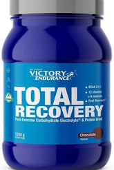 Weider Joe Weider Victory Endurance Total Recovery supplement jar in chocolate flavor for post-exercise recovery and electrolytes.