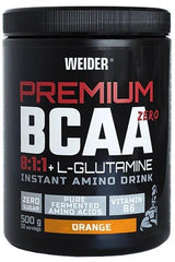 Weider Premium BCAA Zero with L-Glutamine, 500g orange instant amino drink, zero sugar and enriched with Vitamin B6.