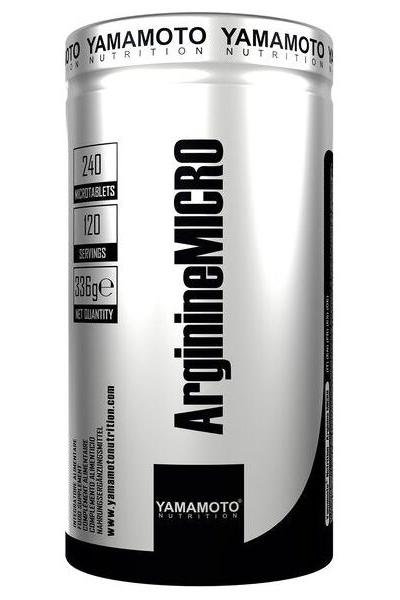 Yamamoto Nutrition ArginineMICRO supplement container, 240 tablets, 120 servings, 2000 mg arginine per dose.