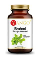 Yango Brahmi Bacopa Monnieri supplement with 100 capsules for improved memory and concentration.