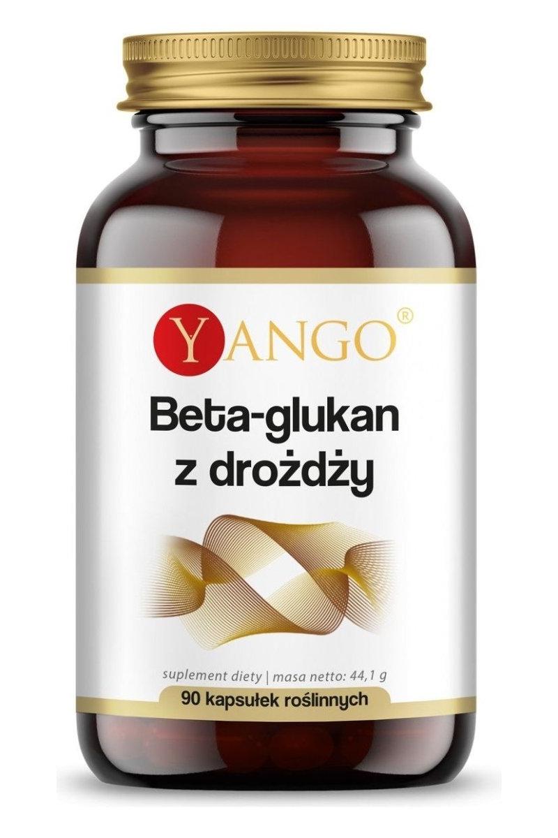 Yango Beta-Glucan from Yeast in a 90-capsule bottle, promoting immune support and heart health.