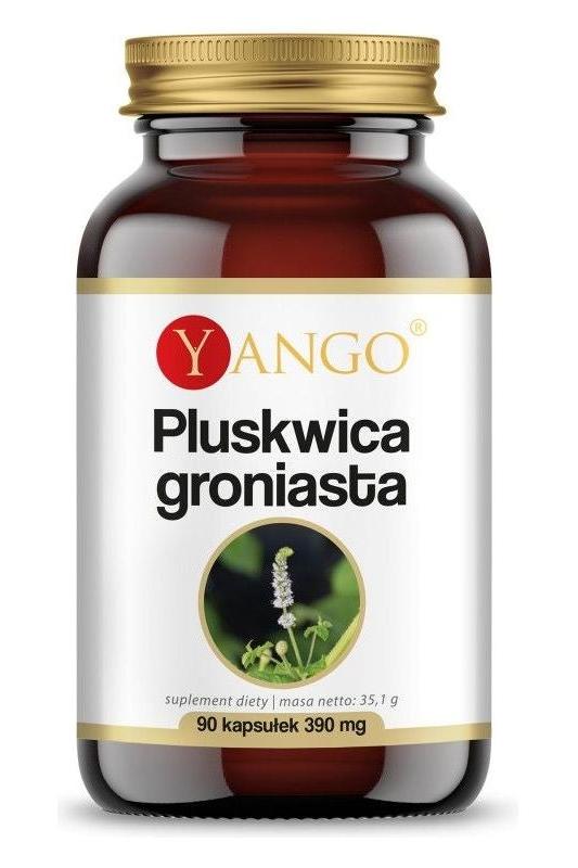 Yango Black Cohosh extract bottle, 90 capsules, natural ingredients for menopausal support and lymph health.