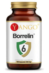 Yango Borrelin 6 dietary supplement bottle with 100 capsules, supports immune health against Lyme disease.
