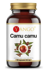 Yango Camu Camu extract bottle containing 90 capsules, rich in vitamin C and antioxidants for immune support.