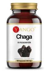 Yango Chaga supplement, 10% polysaccharides, 90 capsules for immune support and overall health.