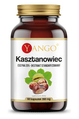 Yango Chestnut extract 20% Escin in a 60-capsule bottle for dietary supplement support.