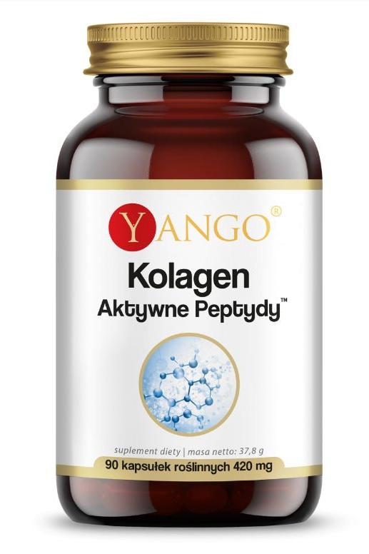 Yango Collagen Active Peptides™ supplement bottle with 90 capsules for skin and joint health.