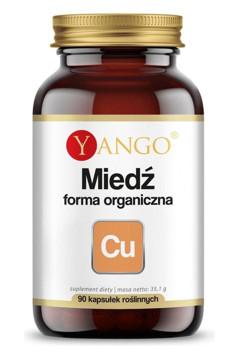 Yango Copper Organic Formula supplement bottle with 90 capsules for essential nutrients and health benefits