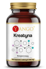 Yango Creatine supplement bottle with 100 vegan capsules for increased muscle strength and endurance.