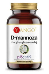 Yango D-Mannose dietary supplement bottle, 90 vegetarian capsules for urinary health support.