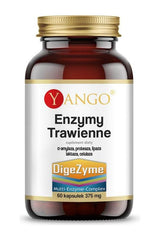Yango Digestive Enzymes supplement bottle with 60 capsules, promoting improved digestion and nutrient absorption.