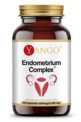 Yango Endometrium Complex™ supplement bottle, supports women's health with antioxidants, 90 capsules.