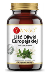 Yango European Olive Leaf Extract supplement with 40% Oleuropein, 60 capsules for respiratory health and antioxidant support.