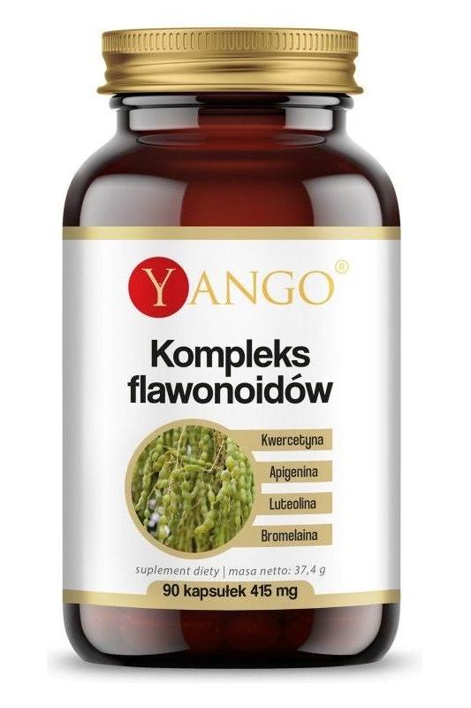 Yango Flavonoid Complex supplement bottle with 90 vegetarian capsules for antioxidant and immune support.