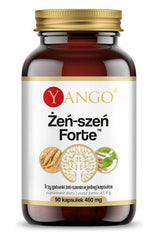 Yango Ginseng Forte supplement bottle with 90 capsules, promoting energy, vitality, and immune support.