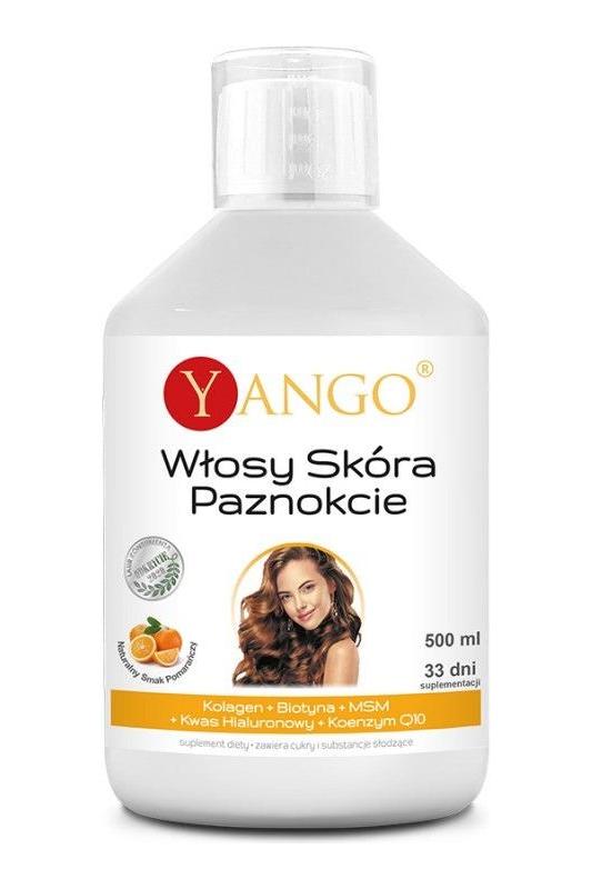 Yango Hair, Skin, Nails supplement 500 ml bottle with vitamin and collagen support for healthy beauty.