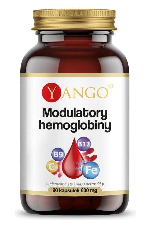 Yango Hemoglobin Modulators supplement bottle, 90 capsules, supports normal hemoglobin levels.