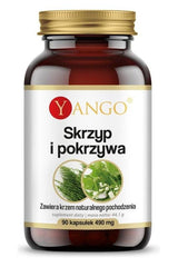 Yango Horsetail and Nettle supplement bottle, 90 capsules for hair, skin and nail health.