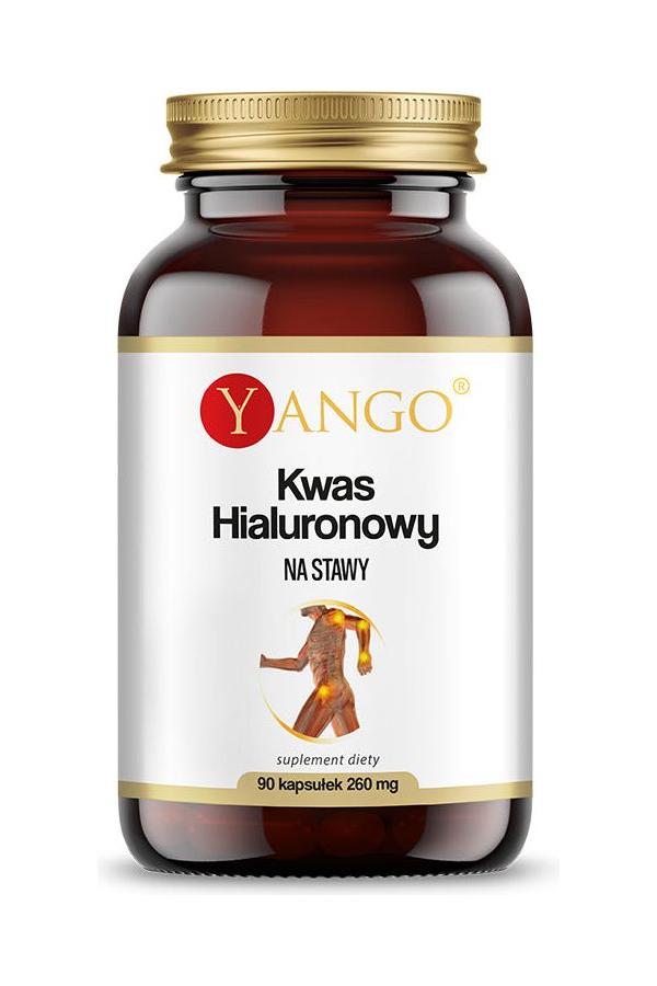 Yango Hyaluronic Acid supplement for joints, 90 capsules, promotes mobility and skin elasticity.