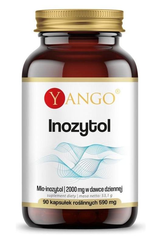 Yango Inositol bottle with 90 capsules, supports insulin response and cognitive function.