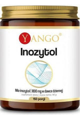 Yango Inozytol supplement jar, 1800 mg per serving, 150 servings, supports insulin response and hormone balance.