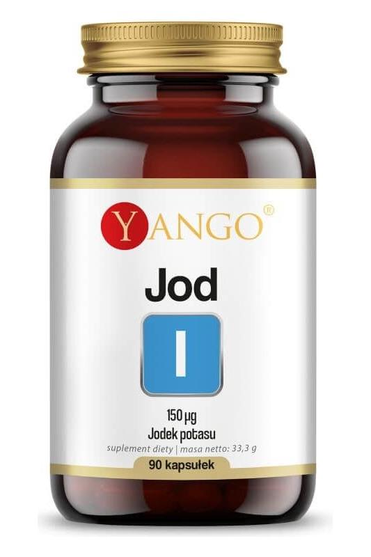 Yango Iodine Potassium Iodide supplement bottle with 90 capsules for healthy hormone balance.