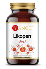 Yango Lycopene dietary supplement with 90 capsules, 15 mg per capsule, promoting antioxidant health.
