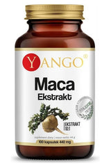 Yango Maca Root extract supplement, 100 capsules, 10:1 concentration, natural energy booster and hormone balancer.