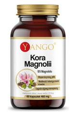 Yango Magnolia Bark supplement bottle, 10% Magnolol, 60 vegetarian capsules for digestive health and joint support.