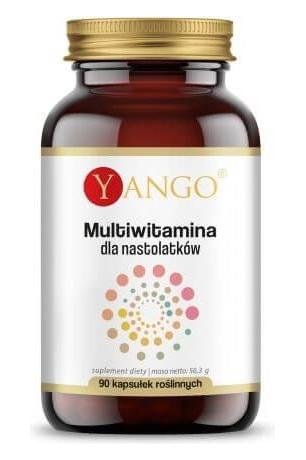 Yango multivitamin supplement for teenagers in a bottle, containing 90 plant-based capsules.