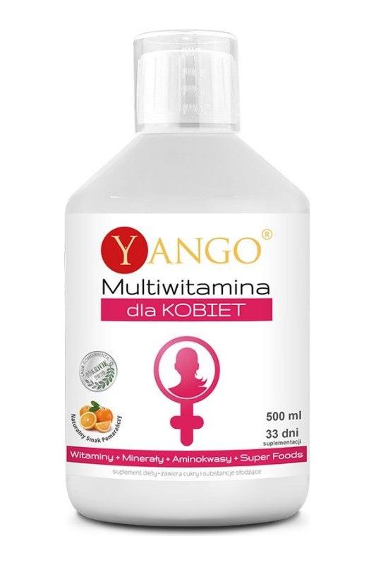 Yango Multivitamin for Women 500 ml, containing vitamins, minerals, and amino acids for women's health.
