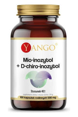 Yango Myo-Inositol + D-Chiro-Inositol supplement bottle with 100 plant capsules for hormone balance support.