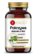 Yango Nettle Leaf Extract supplement bottle containing 90 capsules for lipid metabolism and skin health.