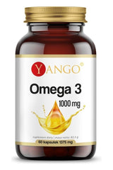Yango Omega 3 supplement bottle, 1000 mg, 60 capsules for heart and brain health support.