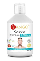 Yango Premium Collagen 10,000 mg bottle, designed for skin elasticity and youth preservation, 500 ml size.