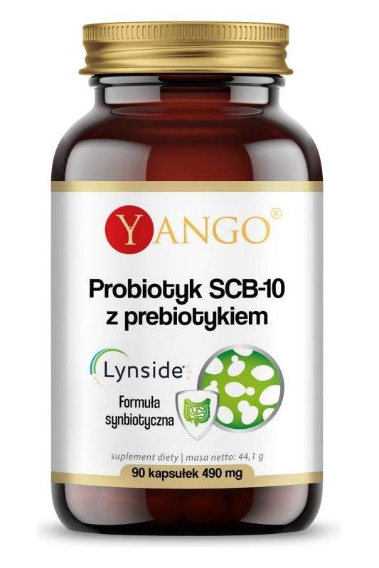 Yango Probiotic SCB-10 with Prebiotic 90 Caps bottle for digestive health and immunity support.