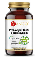 Yango Probiotic SCB-10 with Prebiotic 90 Caps bottle for digestive health and immunity support.