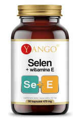 Yango Selenium and Natural Vitamin E supplement bottle with 90 capsules for immunity support and cell protection