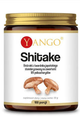 Yango Shiitake Extract jar with 10% polysaccharides, 50g, natural vegan dietary supplement.