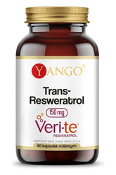 Yango Trans-Resveratrol Veri-te 150 mg dietary supplement, 60 capsules promoting antioxidant properties.