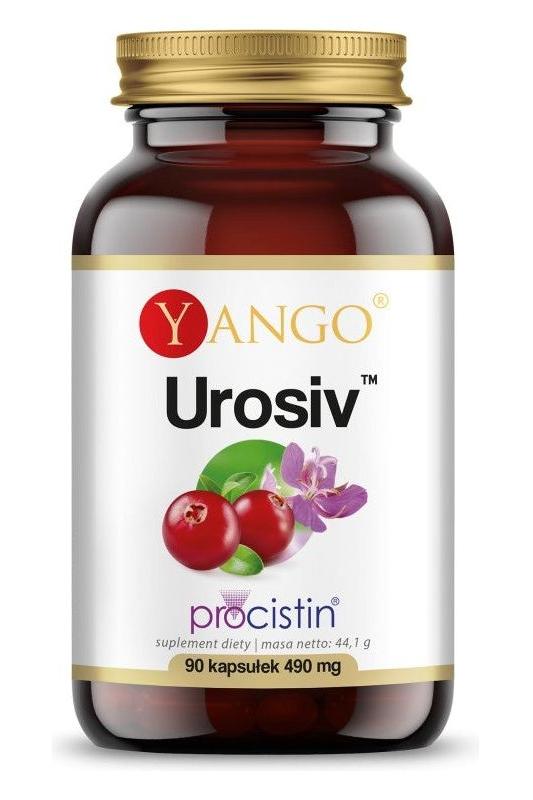 Yango Urosiv dietary supplement bottle with cranberries and orchid, 90 capsules, 490 mg.